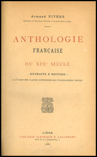Picture of Anthologie Française du XIXe siècle