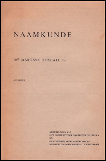 Afbeeldingen van Naamkunde. Jg. 10, Afl. 1-2
