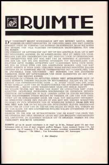 Afbeeldingen van Het tijdschrift RUIMTE (1920 - 1921) als brandpunt van humanitair expressionisme