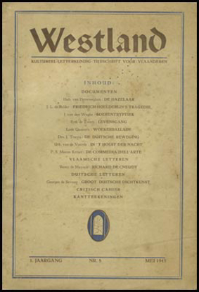 Afbeeldingen van Westland. Jrg I, Nr. 8, mei 1943. Kultureel-letterkundig tijdschrift voor Vlaanderen