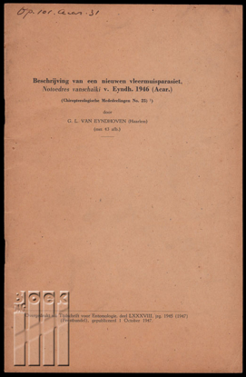 Picture of Beschrijving van een nieuwen vleermuisparasiet, Notoedres vanschaïki v. Eyndh. 1946 (Acar.)