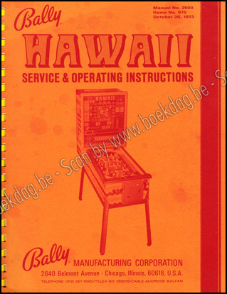Picture of Bally Hawaii Bingo. Service & operating instructions