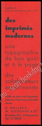 Image de Jos Léonard. Bladwijzer/Marque-page pour l'imprimerie Wellens-Godenne. 1931