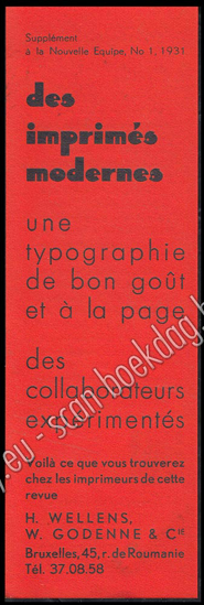 Afbeeldingen van Jos Léonard. Bladwijzer/Marque-page pour l'imprimerie Wellens-Godenne. 1931
