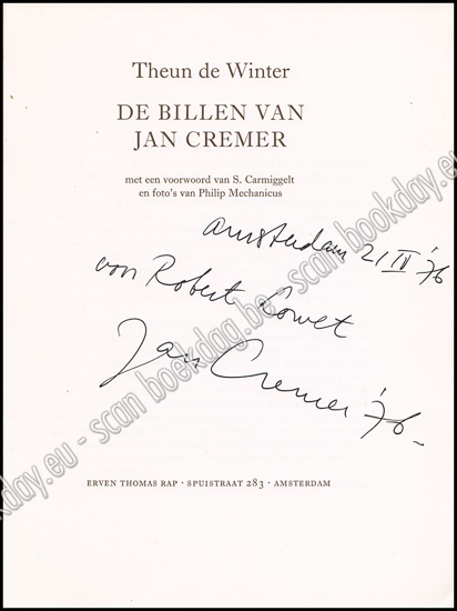 Image de De Billen van Jan Cremer. Met handgeschreven opdracht van Jan