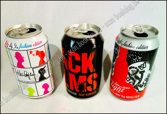 Afbeeldingen van Walter Van Beirendonck; Elvis Pompilio; Raf Simons. Limited edition Coca-Cola light blik