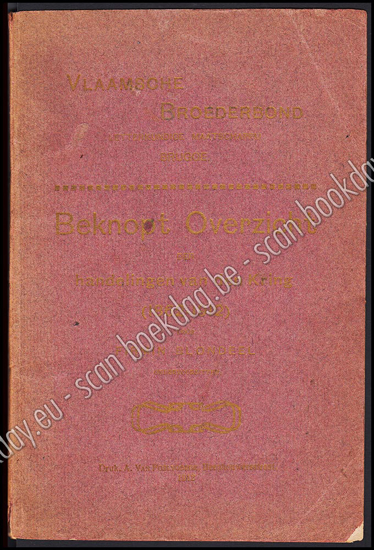 Picture of Vlaamsche Broederbond. Letterkundige Maatschappij Brugge. Beknopt overzicht der handelingen van den Kring (1862-1912)