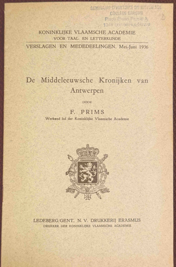 Image de De Middeleeuwsche Kronijken van Antwerpen. Verslagen en Mededeelingen, Mei-Juni 1936
