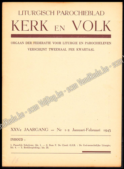 Picture of Liturgisch Parochieblad Kerk en Volk. XXVe jgn 1943. 8 nrs volledig