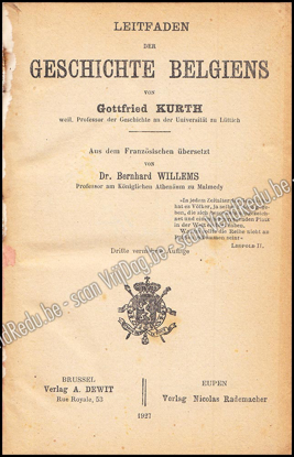 Picture of Leitfaden der Geschichte Belgiens (of: Kurzer Abriss der Geschichte Belgiens zum Gebrauch der Elementarschulen. Aus dem Französischen übersetzt von Bernhard Willems)