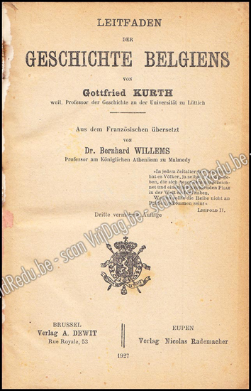 Picture of Leitfaden der Geschichte Belgiens (of: Kurzer Abriss der Geschichte Belgiens zum Gebrauch der Elementarschulen. Aus dem Französischen übersetzt von Bernhard Willems)